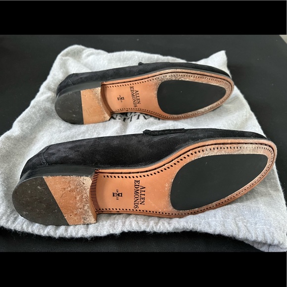 Black suede Allen Edmonds Vinci Bit Loafers worn once - Picture 3 of 5